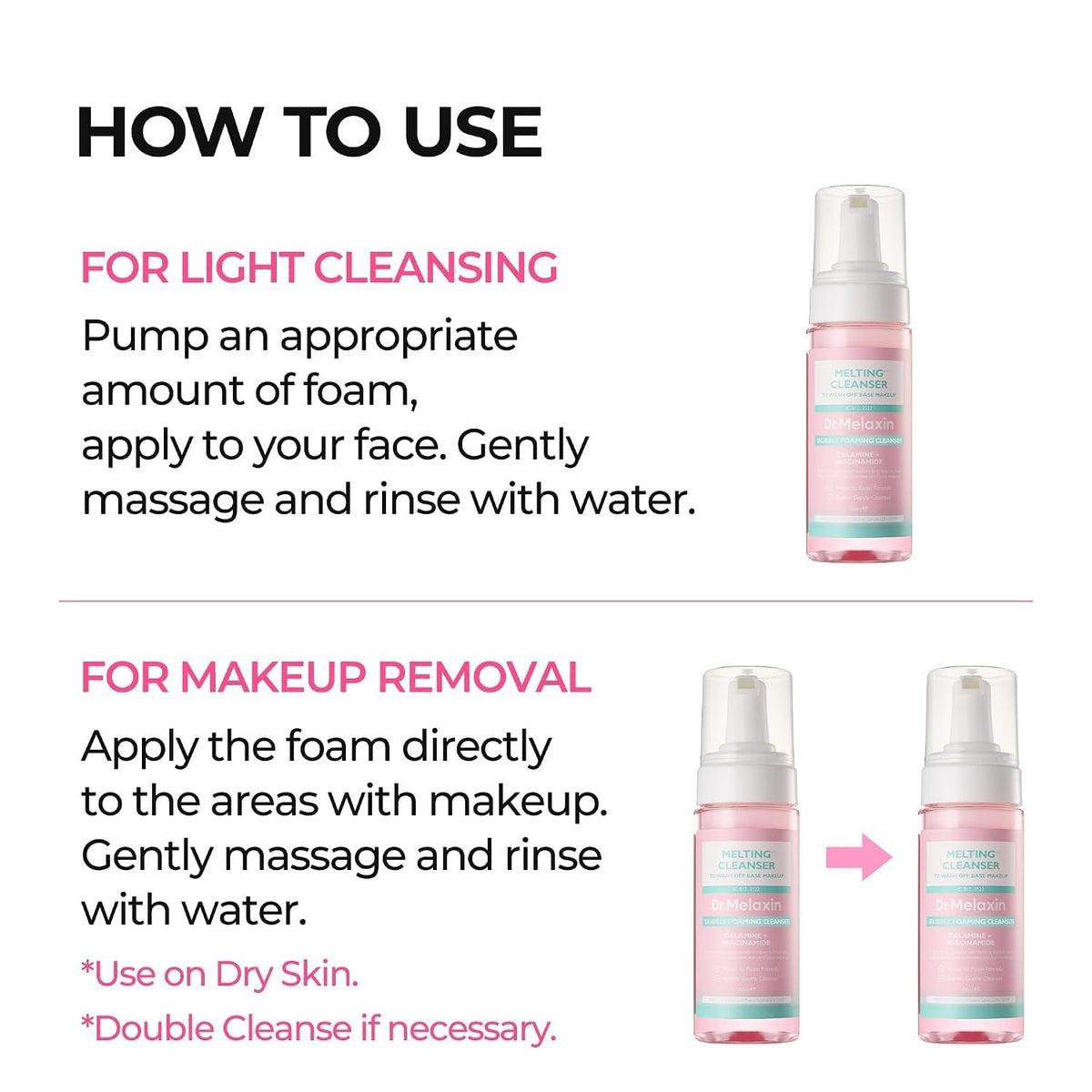 Dr. Melaxin Melting Bubble Cleanser – 2-in-1 Makeup Remover + Face Wash